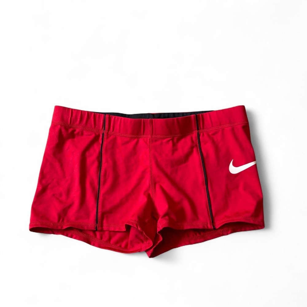 Low rise Y2K size Large red Nike women's shorts Running Dri-fit